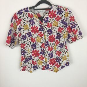 Partners blouse size 8 color white purple red.